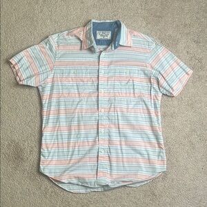 Nautica Casual Blue and Pink Striped Button Down Shirt